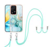 SNCLET Case Marble Patterned for Honor 200 Lite Phone Case Cross Body Case with Adjustable Lanyard Case Necklace Cord Strap TPU Edges PC Back Phone Case Bumper Case for Honor 200 Lite,Golden Green