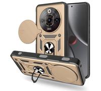 SNCLET Cover for ZTE nubia Focus Pro 5G Case Premium Armor Design Bumper Shell with Slide Camera Cover with Ring Kickstand Protection Hard PC Shockproof Cool Phone Case for ZTE nubia Focus Pro 5G,Gold