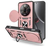 SNCLET Cover for ZTE nubia Focus Pro 5G with Ring Kickstand Premium Armor Design Bumper Case with Slide Camera Cover Protection Hard PC Shockproof Cool Phone Case for ZTE nubia Focus Pro 5G,Rose Gold
