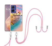SNCLET Crossbody Case for Motorola Moto G85 Case with Lanyard Cross Body Necklace Case Stylish Phone Cover TPU Edges PC Back Slim Case Shockproof Protection for Motorola Moto G85,Never Stop Dreaming