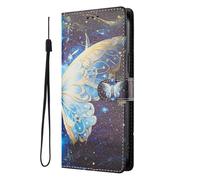 SNCLET Flip Case for Honor X6b 4G Cover Cards Slots Leather PU Wallet Case with Silicone Shell,Built-in Stand,Wrist Strap,Pattern Design Retro Protective Cover for Honor X6b 4G - Butterfly Wings