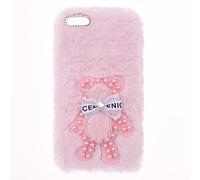 SNCLET Fluffy Fur Plush Case for iPod Touch 6 Case Girly Bear Faux Fur Case Shockproof Back Bumper Silicon Soft Fluffy Furry Chic Bling Diamond Bowknot Case for iPod Touch 5 Touch 6 Touch 7,Pink Bear