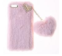 SNCLET Fluffy Fur Plush Case for iPod Touch 6 Protective Case Soft Warm Love Bling Diamond Cover Fluffy Fur Skin TPU Cell Phone Cover for Women Girls for iPod Touch 5/6/7,Pink