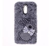 SNCLET Fluffy Fur Plush Case for Samsung Galaxy A6 2018 Case,Bumper Protective Case Soft kawaii Bunny Rabbit Fluffy Skin Cover Silicone TPU Cute Creative Phone Cases for Samsung A6 2018,Grey Rabbit