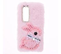 SNCLET Fluffy Fur Plush Case for Samsung Galaxy S22 Bumper Case Protective Case Soft kawaii Rabbit Fluffy Skin Cover Silicone TPU Cute Creative Phone Cases for Samsung Galaxy S22,Pink Rabbit