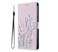 SNCLET Folio Case for ZTE Blade A34 4G Magnetic Flip Leather PU with TPU Inner Shell,Built-in Stand,Card Slot,Wrist Strap,Pattern Design Retro Wallet Cover for ZTE Blade A34 4G - Lavender