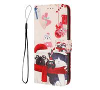 SNCLET Folio Flip Leather Cover for ZTE Blade A75 5G Case Shockproof Christmas Kitty Style Phone Cover PU Wallet Card Slots Kickstand Magnetic Silicone TPU Shell for ZTE Blade A75 5G,Christmas Puppy