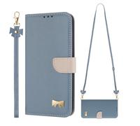 SNCLET for Realme P3 5G Flip Folio Cover,PU Leather Wallet Case TPU Bumper Shockproof Anti-DustKickstand Metal Bow Wristband + Long shoulder strap Magnetic Case for Realme P3 5G,Blue