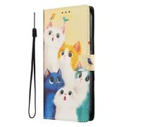 SNCLET Magnetic Cover for Motorola Moto E30 Flip Leather PU Wallet Case with Silicone Shell,Built-in Stand,Card Slot,Wrist Strap,Pattern Design Retro Protective Cover for Moto E30,Cute Kitten