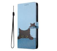 SNCLET Phone Case for Samsung Galaxy A05s 4G Folio Cover Leather PU Case with Silicone Shell,Card Slot,Built-in Stand,Wrist Strap,Pattern Design Flip Cover for Samsung Galaxy A05s 4G - Cute Black Cat