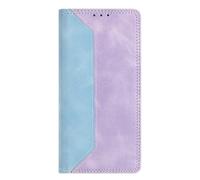 SNCLET Phone Cover for ZTE Blade A76 4G Leather Case,PU Leather Wallet Flip Cover TPU Bumper Shockproof Anti-Dust Kickstand Simple Bookstyle Card Slots Magnet Case for ZTE Blade A76 4G,Blue/Purple