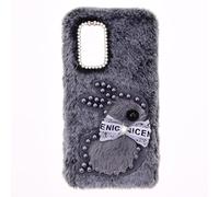 SNCLET Plush Case for Realme P4 Power Bumper Cover Protective Soft Kawaii Rabbit Fluffy Skin Silicone TPU Slim Cute Bunny Sparkly Glittered Protective for Realme P4 Power Case Girls,Grey-Rabbit