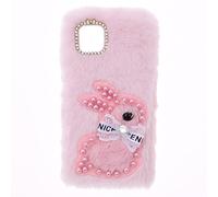 SNCLET Plush Case for Umidigi G5A Bumper Case Protective Soft kawaii Rabbit Fluffy Skin Silicone TPU Cute Bunny Sparkly Glittered Diamond Creative Phone Case for Umidigi G5A Case Girls,Pink Rabbit