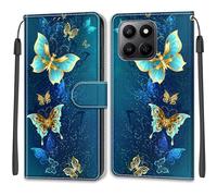 SNCLET Wallet Cover for Honor 400 Smart 5G Folio Flip Case Slim Silicone Protective Magnetic PU Leather Cover with Card Holder Wrist Strap Kickstand Case for Honor 400 Smart 5G,Butterfly Shadow