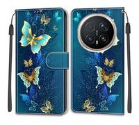 SNCLET Wallet Cover for Honor Magic8 Pro Folio Flip Case Slim Silicone Protective Magnetic PU Leather Cover with Card Holder Wrist Strap Kickstand Case for Honor Magic8 Pro,Butterfly Shadow