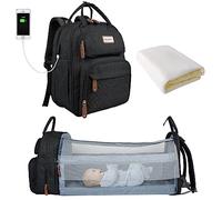 SNDMOR Baby Changing Bag Backpack, Baby Diaper Bag with Changing Table, Large Unisex Baby Bag with Changing Pad, Large Capacity, Waterproof Stylish (Black)