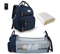 SNDMOR Baby Changing Bag Backpack, Baby Diaper Bag with Changing Table, Large Unisex Baby Bag with Changing Pad, Large Capacity, Waterproof Stylish (Dark Blue)