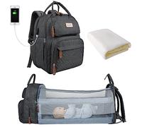 SNDMOR Baby Changing Bag Backpack, Baby Diaper Bag with Changing Table, Large Unisex Baby Bag with Changing Pad, Large Capacity, Waterproof Stylish (Dark Grey)