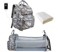 SNDMOR Baby Changing Bag Backpack, Baby Diaper Bag with Changing Table, Large Unisex Baby Bag with Changing Pad, Large Capacity, Waterproof Stylish (Feathers)