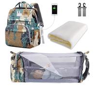 SNDMOR Baby Changing Bag Backpack, Nappy Changing Bags Large Capacity, Portable Travel Diaper Bag with Foldable Cot Bed, Baby Bed Backpack (Desert Camouflage)