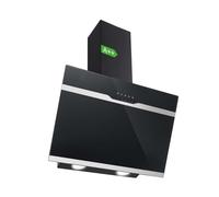 SNDOAS Angled Cooker Hood 60cm, Class A++ Kitchen Extractor Fan, 350m³/h, 3-Speed, Black Painting & Tempered Glass Wall-mounted Extractor Fan Kitchen, Recirculating & Ducting Modes, LED Lights