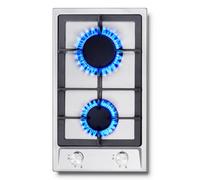 SNDOAS Gas Hob 2 Burners, NG/LPG Convertible, Built-in 30cm Stainless Steel Cooktop with Flame Failure Protection, Cast Iron Pan Support, 2400 W/1800 W