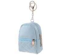 Sndperiexam 1 Pc Blue Mini Backpack Keychain for Women,Cute Small Cosmetic Bag,PU Leather Makeup Bag Key Pocket Lipstick Bag Card Holder Data Cable Organizer Zipper Pouch