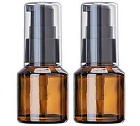 Sndperiexam 2 Pcs 15 ML Brown Refillable Empty Glass Lotion Pump Bottle - Cosmetic Sample Container with Pump Head - Ideal for Creams, Serums, Emulsions, and Beauty Gels, Travel Packing
