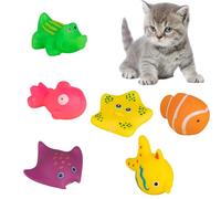 Sndperiexam 6Pcs Colorful Pool Cat Interactive Toy, Cat Floating Water Toy, Pet Kitten Swimming Bathing Fish Toy, Sensory Toys for Indoor Cats to Self Play