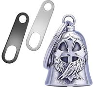 Sndperiexam Silver Guardian Bell for Motorcycles with 2 Hanger, Angel's Wings Luck Charm (Luck Bell for Riders)
