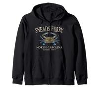 Sneads Ferry NC Blue Crab Town Since 1795 Ivory Letters Zip Hoodie