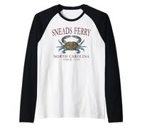 Sneads Ferry NC Blue Crab Town Since 1795 Maroon Letters Raglan Baseball Tee