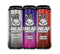 SNEAK Energy Drink Cans | Cherry Limeade, Purple Storm & Original | No Sugar. No Junk. Just Natural Caffeine, Focus-Boosting Nootropics in a Can | 500ml x 12