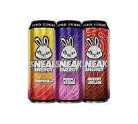 SNEAK Energy Drink Cans | Cherry Limeade, Purple Storm & Tropikilla with Brainberry | No Sugar. No Junk. Just Natural Caffeine, Focus-Boosting Nootropics in a Can | 500ml x 12
