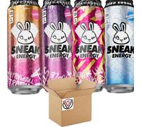 Sneak-Energy Tropikilla, Purple Storm, Blizzard Lemonade, Raspberry Lemonade Can 500ml - Zero Sugar and No Artificial Colours or Flavours (12 Cans, Random Mixed)