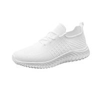 Sneaker Herren Schwarz Laufschuhe Atmungsaktiv StraßEnlaufschuhe Outdoor Jogging Workout Fitness Tennisschuhe Ultra-Bequemer Softshell Turnschuhe Jugendliche Athletics Trainingsschuhe, Weiß, 6 UK