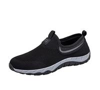 Sneaker Shoes Men Slip On, Sports Shoe Knit Mesh Running Shoes Lightweight Breathable Flats Shoe Slip-Resistant Walking Trainers Relaxing Sneakers for Middle-Aged and Elderly People Black