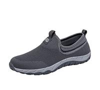 Sneaker Shoes Men Slip On, Sports Shoe Knit Mesh Running Shoes Lightweight Breathable Flats Shoe Slip-Resistant Walking Trainers Relaxing Sneakers for Middle-Aged and Elderly People Dark Gray