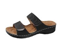 Sneaker Slides Women Bottom Slippers Border Large Size One Fish Mouth Slope with Thick Bottom Sandals (Black, 5)