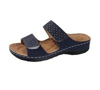 Sneaker Slides Women Bottom Slippers Border Large Size One Fish Mouth Slope with Thick Bottom Sandals (Blue, 6)