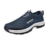 Sneaker Without Tying Shoelace For Men Neue Rutschfest Sneaker Traillaufschuhe Ultra-Bequemer BarfußSchuhe Rutschfeste Bergschuhe Netz Atmungsaktiv Outdoor Leichtgewichts Fitnessschuhe, blue, 44 EU