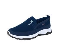 Sneakers for Men Fashion Spring and Summer Men Sports Shoes Thick Soles Non Slip Comfortable Solid Color Soft Cloth Upper Slip On Casual Style Blue