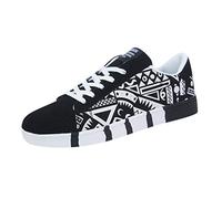 Sneakers for Men Super Light Breathable Mens Casual Running Shoes Fashion Colorful Scribble Pattern Canvas Trainers Anti-Slip Lace-Up Work Walking Shoes in Indoor Outdoor Sneakers White