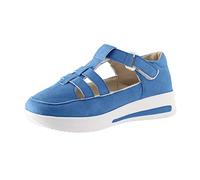 Sneakers for Women Ladies Fashion Solid Color Hollowed Out Flock Hook Loop Thick Sole Casual Sports Shoes Blue