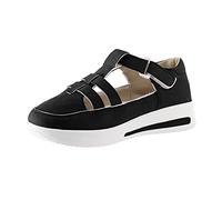 Sneakers for Women Ladies Fashion Solid Color Hollowed Out Flock Hook Loop Thick Sole Casual Sports Shoes Black