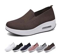 Sneakers for Women Orthopedic Platform Air Cushion Slip-On Walking Shoes Ladies Air Cushion Lightweight Breathable Knit Mesh Running Shoes Casual Trainers Tennis Sneakers-Brown||Numeric_2_Point_5