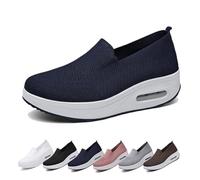 Sneakers for Women Orthopedic Platform Air Cushion Slip-On Walking Shoes Ladies Air Cushion Lightweight Breathable Knit Mesh Running Shoes Casual Trainers Tennis Sneakers-Blue||Numeric_8_Point_5