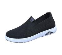 Sneakers Men Slip On，Breathable Mesh Walking Sneakers，Lightweight Comfy Flat-Soled Workout Shoes for Men，Wide Width Slip-Ins Casual Trainers，High-Rebound Cushioned Training Shoes Black