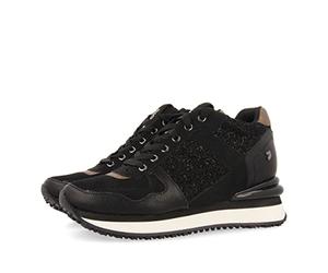 Sneakers Monocolor Off-White with Internal Wedge for Women lellig, Black/White, 8 UK