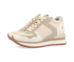 Sneakers Monocolor Off-White with Internal Wedge for Women lellig, White, 6 UK